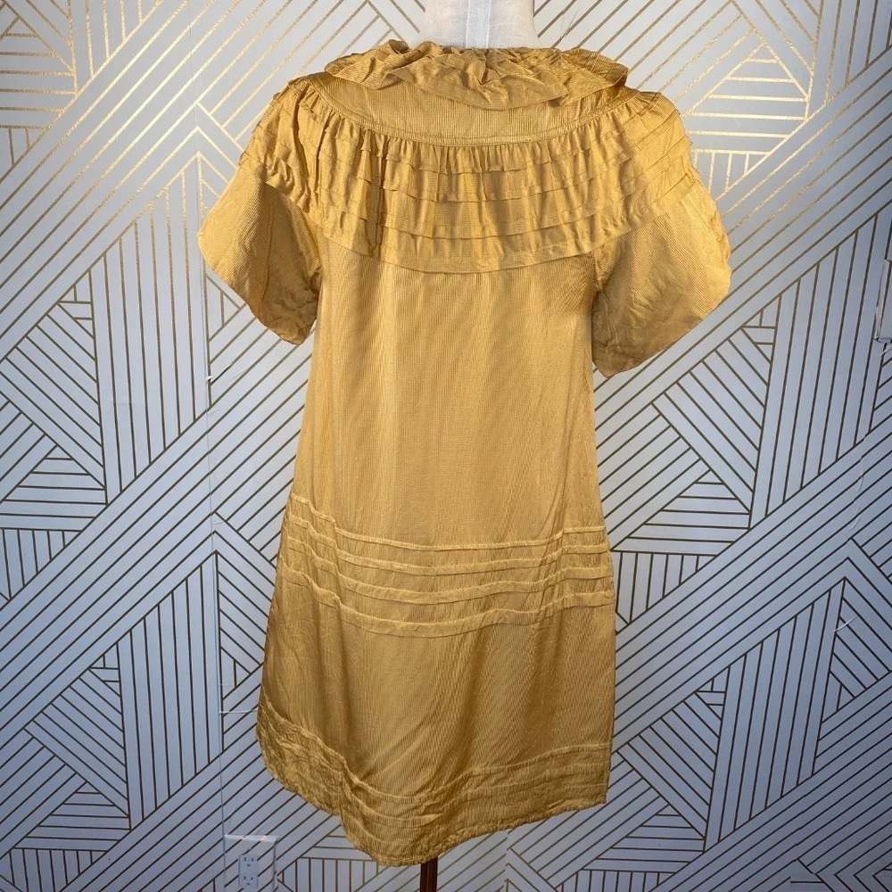 Marc Jacobs Mustard Yellow Silk Ruffle‎ Dress - Picture 7 of 8